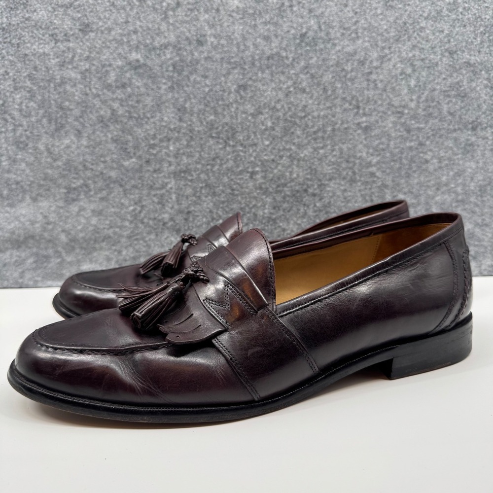 Johnston & Murphy Tassel Loafers Mens 10.5 M Burgundy Leather Kiltie 15-1977